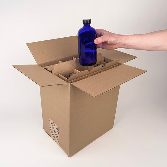 16 oz Boston Round Glass Bottle 12-Pack Shipping Box unboxing 3