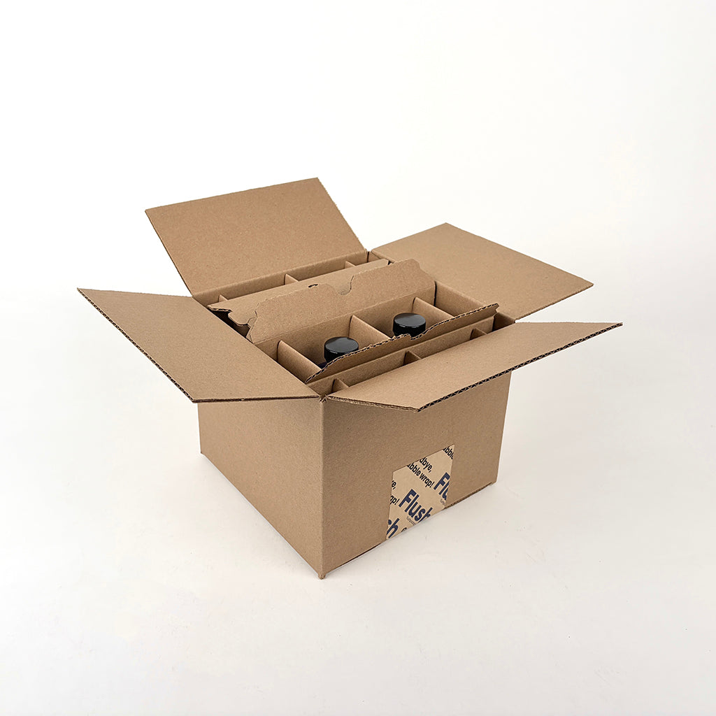 16 oz Boston Round Glass Bottle 4-Pack Shipping Box unboxing 2