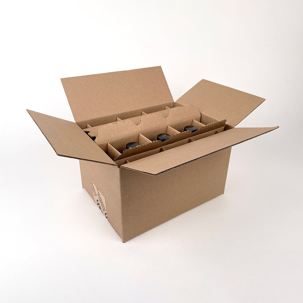 16 oz Boston Round Glass Bottle 6-Pack Shipping Box unboxing 2