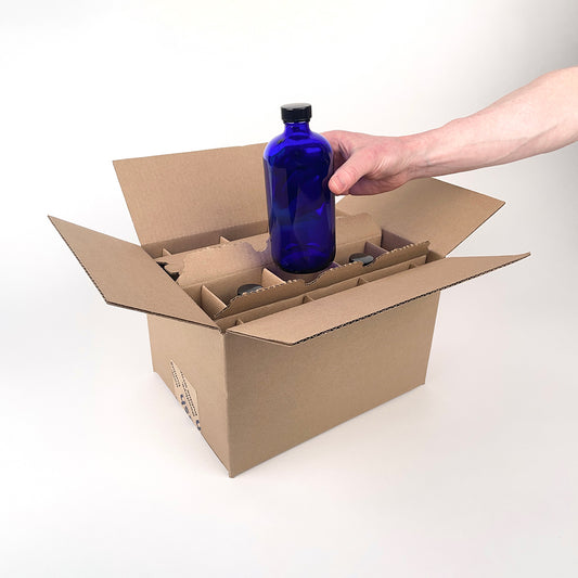 16 oz Boston Round Glass Bottle 6-Pack Shipping Box unboxing 3