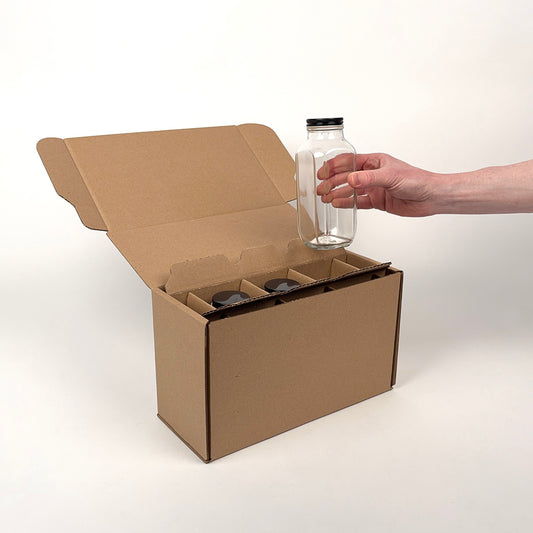16 oz French Square Glass Bottle 3-Pack Shipping Box unboxing 2