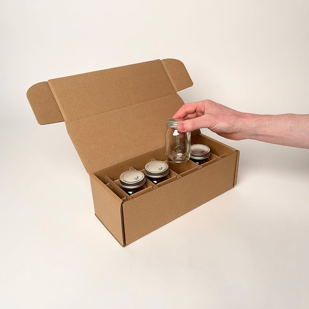 4 oz Ball Mini Mason Jar 4-Pack Shipping Box available for purchase from Flush Packaging