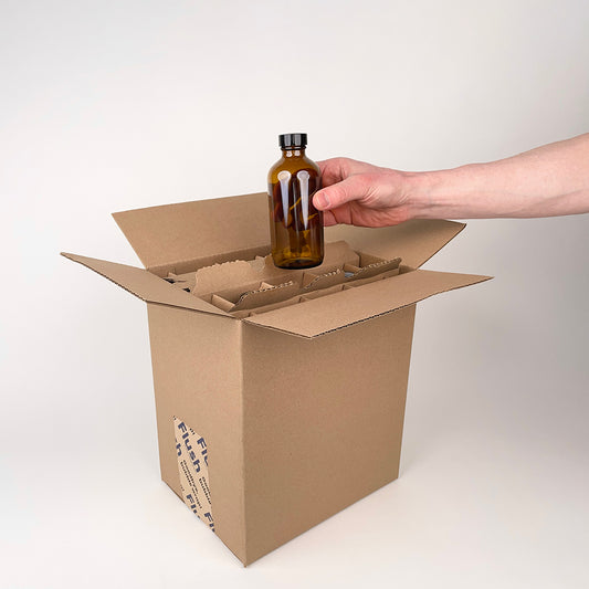 8 oz Boston Round Glass Bottle 12-Pack Shipping Box unboxing 3