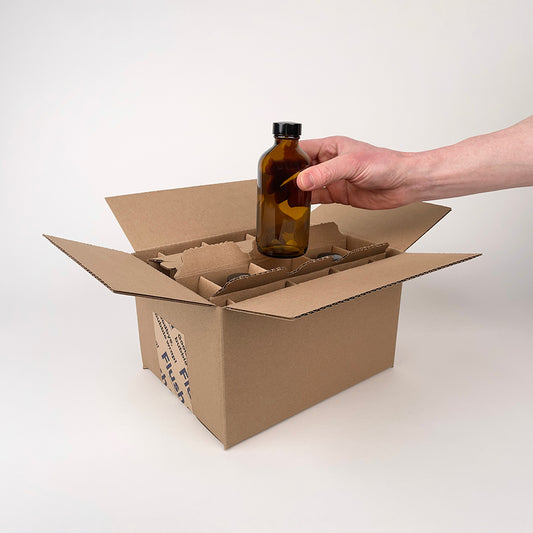 8 oz Boston Round Glass Bottle 6-Pack Shipping Box unboxing 3