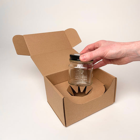 8 oz Square Mason Jar Shipping Box for candles and jam unboxing