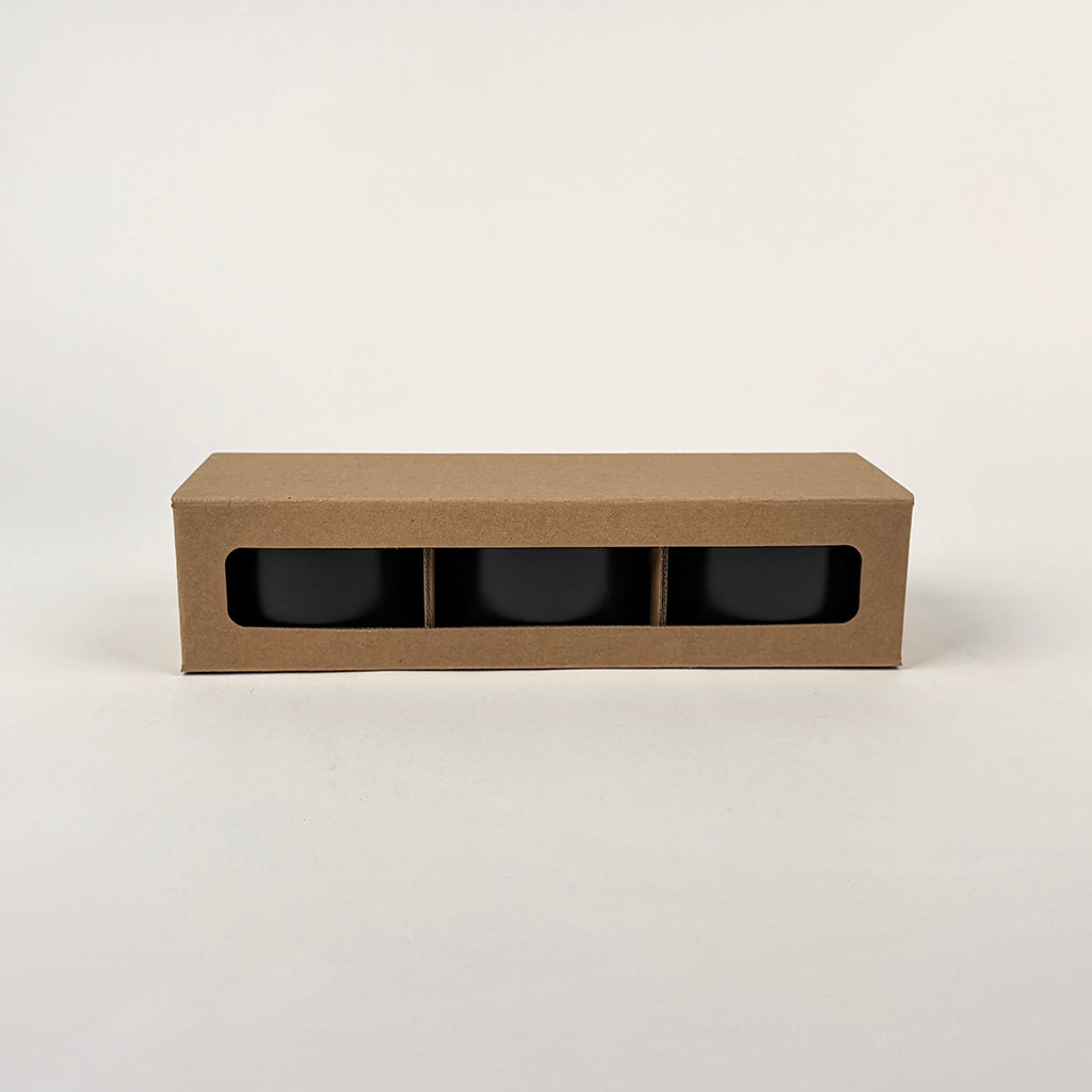 CandleScience Mini Modern Ceramic Tumbler 3-Pack Retail Box product window view