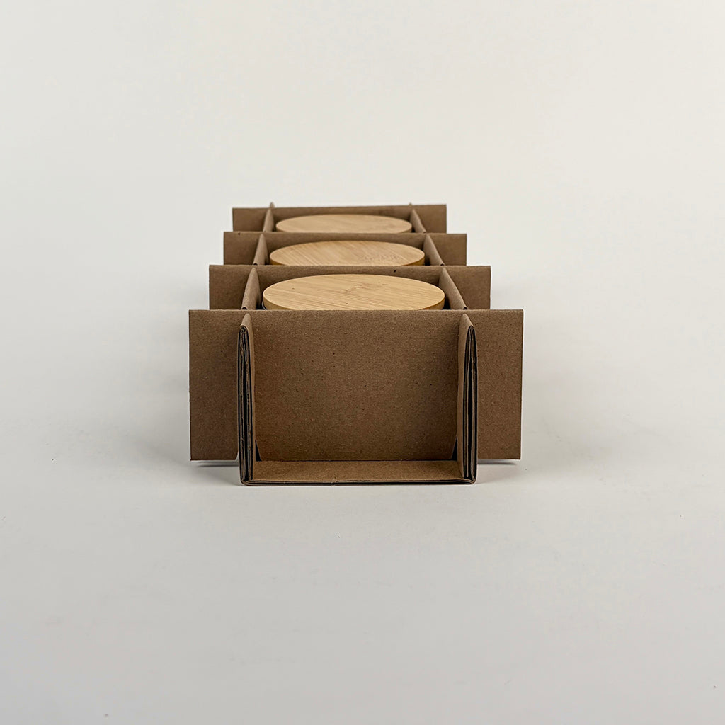 CandleScience Mini Modern Ceramic Tumbler 3-Pack Shipping Box insert front view