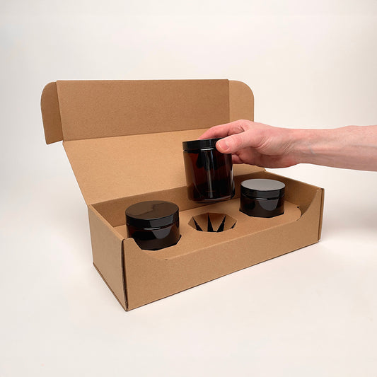 Makesy 9 oz Silo Straight Sided Glass Jar 3-Pack Shipping Box for candles unboxing