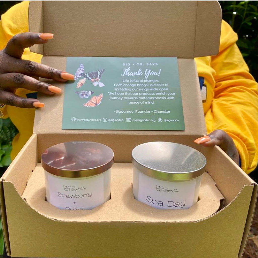 CandleScience Straight Sided Tumbler 2-Pack Shipping Box available from Flush Packaging and packed with two candles from Sig and Co