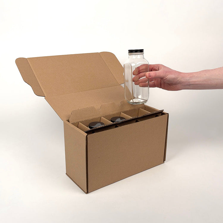 16 oz French Square Glass Bottle 3-Pack Shipping Box unboxing 2