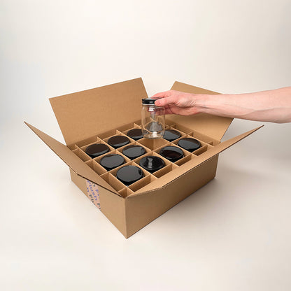 12 oz Economy Round Glass Jar 12-Pack Shipping Box unboxing