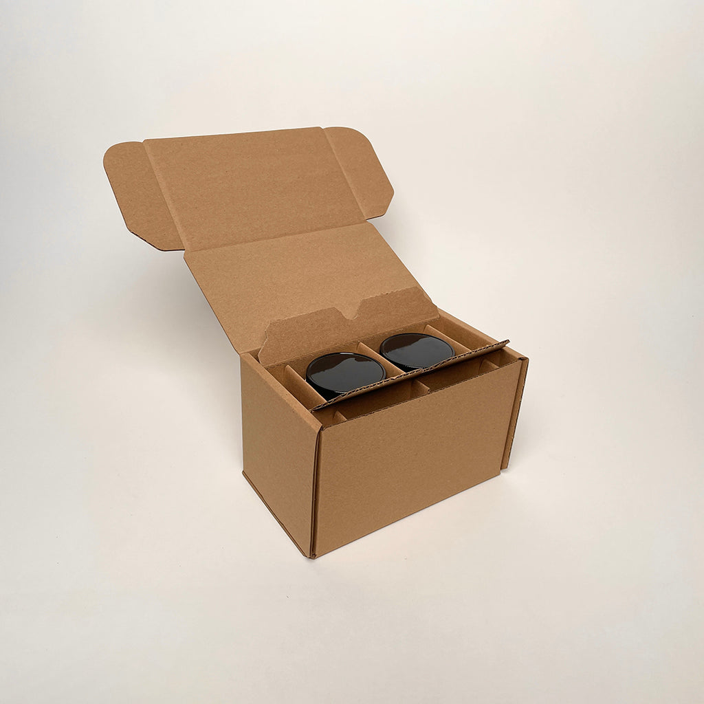 12 oz Economy Round Glass Jar 2-Pack Shipping Box unboxing 3