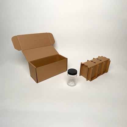 12 oz Economy Round Glass Jar 3-Pack Shipping Box available from Flush Packaging