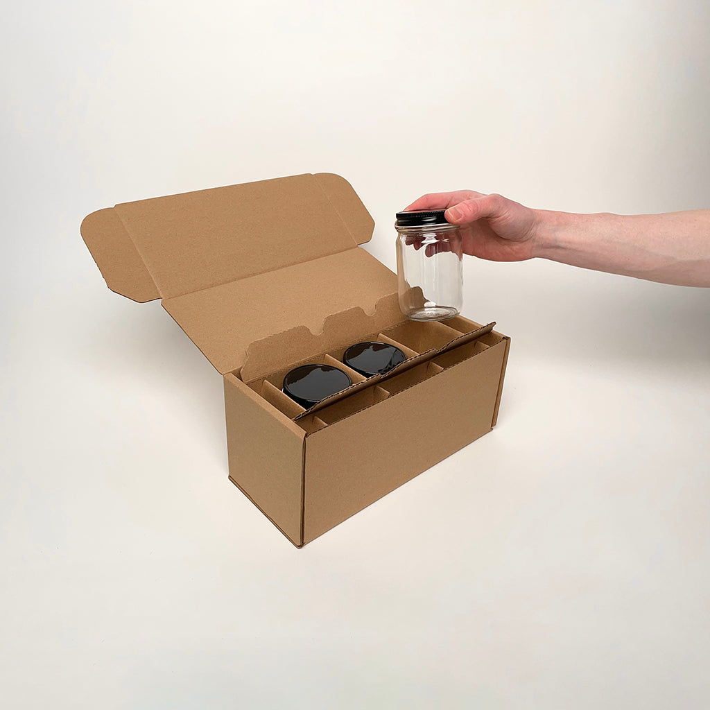 12 oz Economy Round Glass Jar 3-Pack Shipping Box unboxing 4