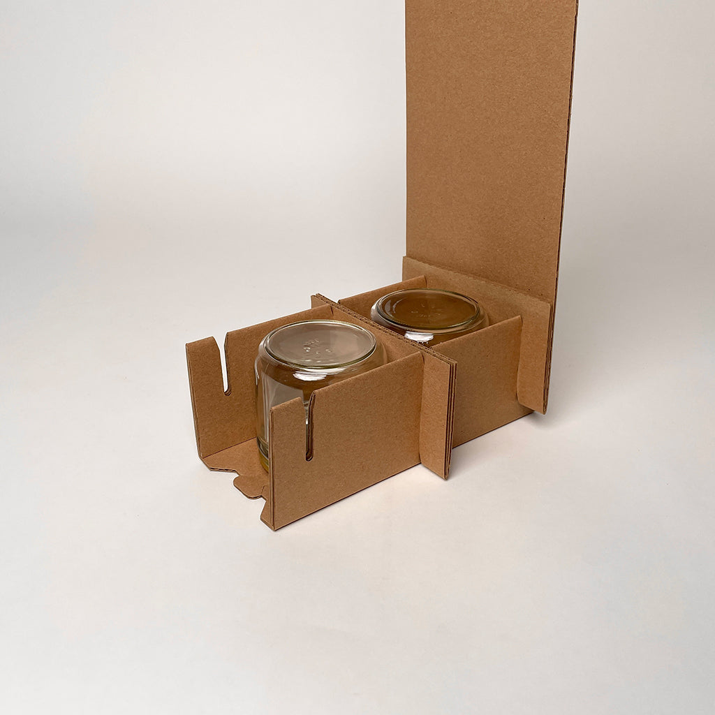 12 oz Straight SIded Glass Jar 2-Pack Shipping Box assembly 1