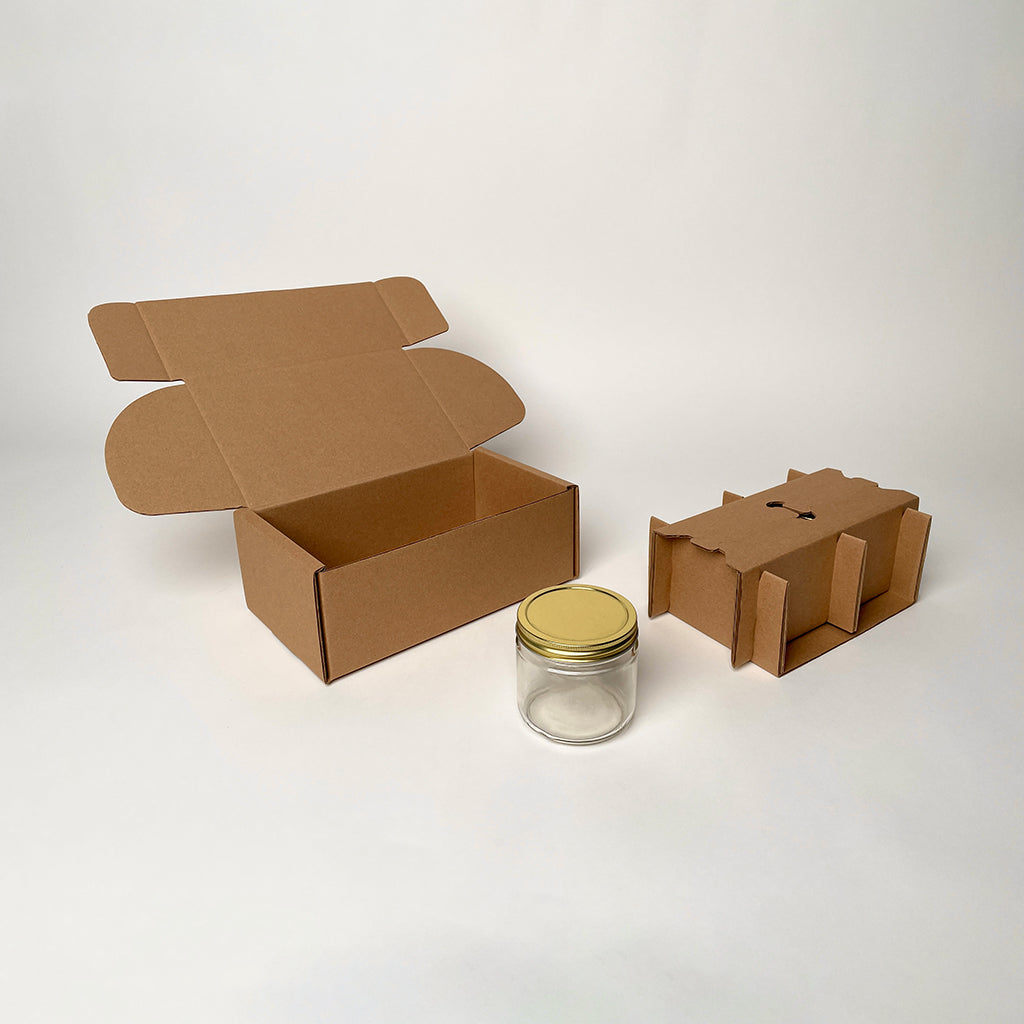12 oz Straight SIded Glass Jar 2-Pack Shipping Box available from Flush Packaging
