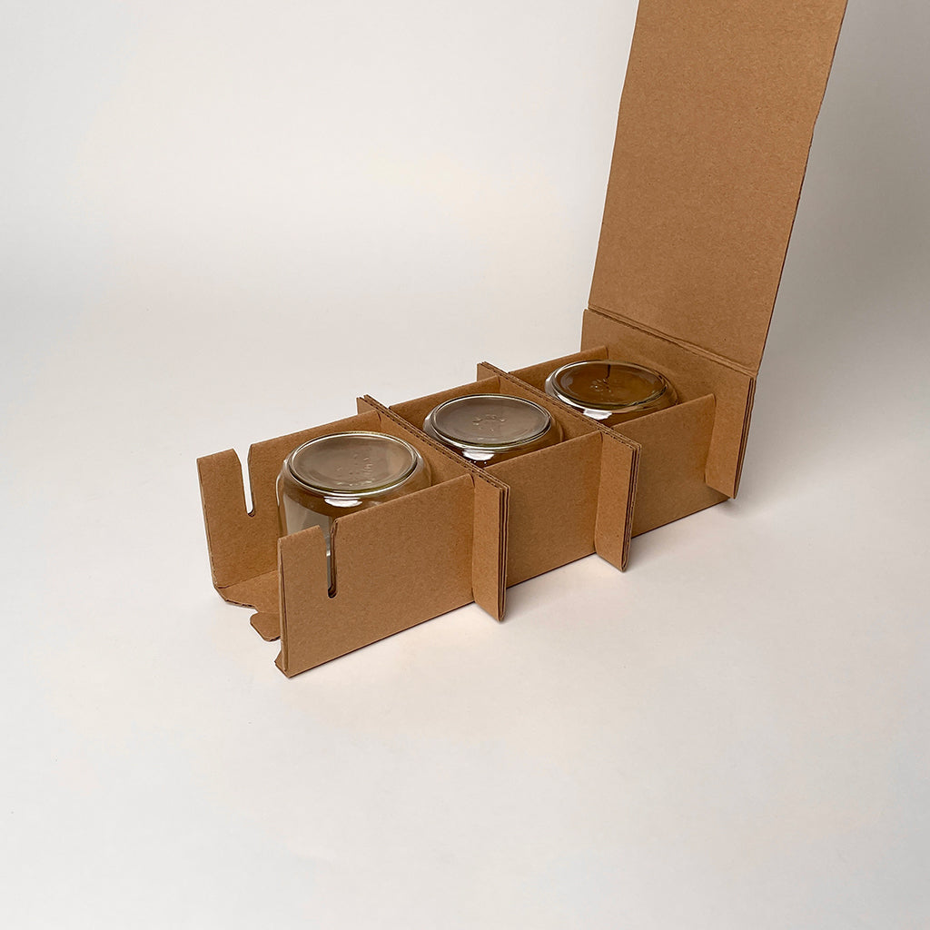12 oz Straight Sided Glass Jar 3-Pack Shipping Box assembly 1