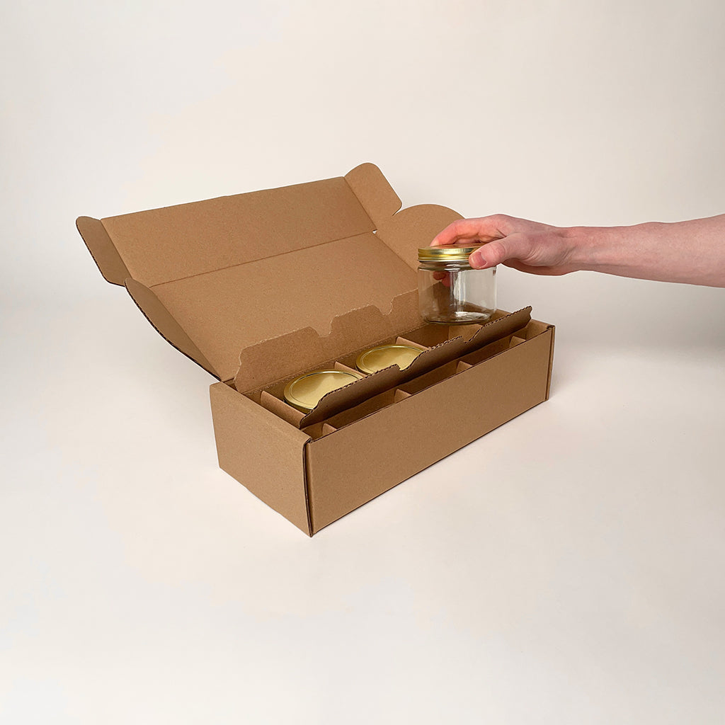 12 oz Straight Sided Glass Jar 3-Pack Shipping Box unboxing 4