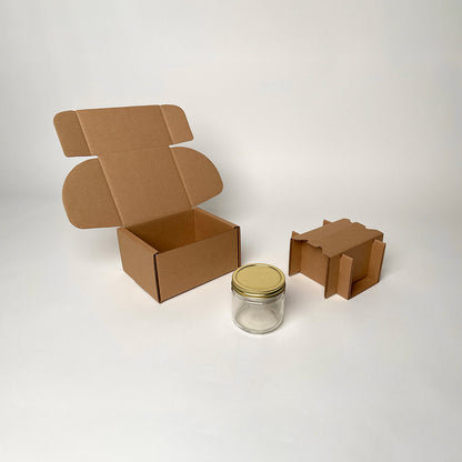 12 oz Straight SIded Glass Jar Shipping Box available for purchase from Flush Packaging