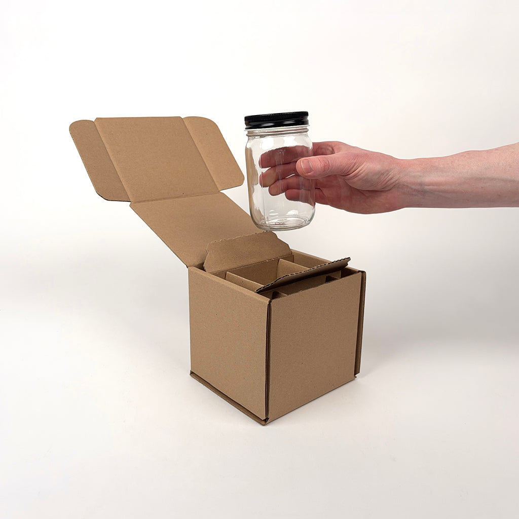 14 oz Economy Round Glass Jar Shipping Box unboxing 2