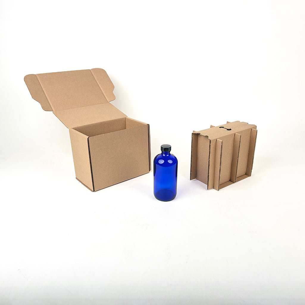 16 oz Boston Round Glass Bottle 2-Pack Shipping Box available from Flush Packaging