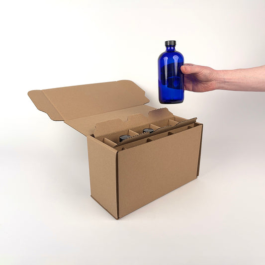 16 oz Boston Round Glass Bottle 3-Pack Shipping Box unboxing 3