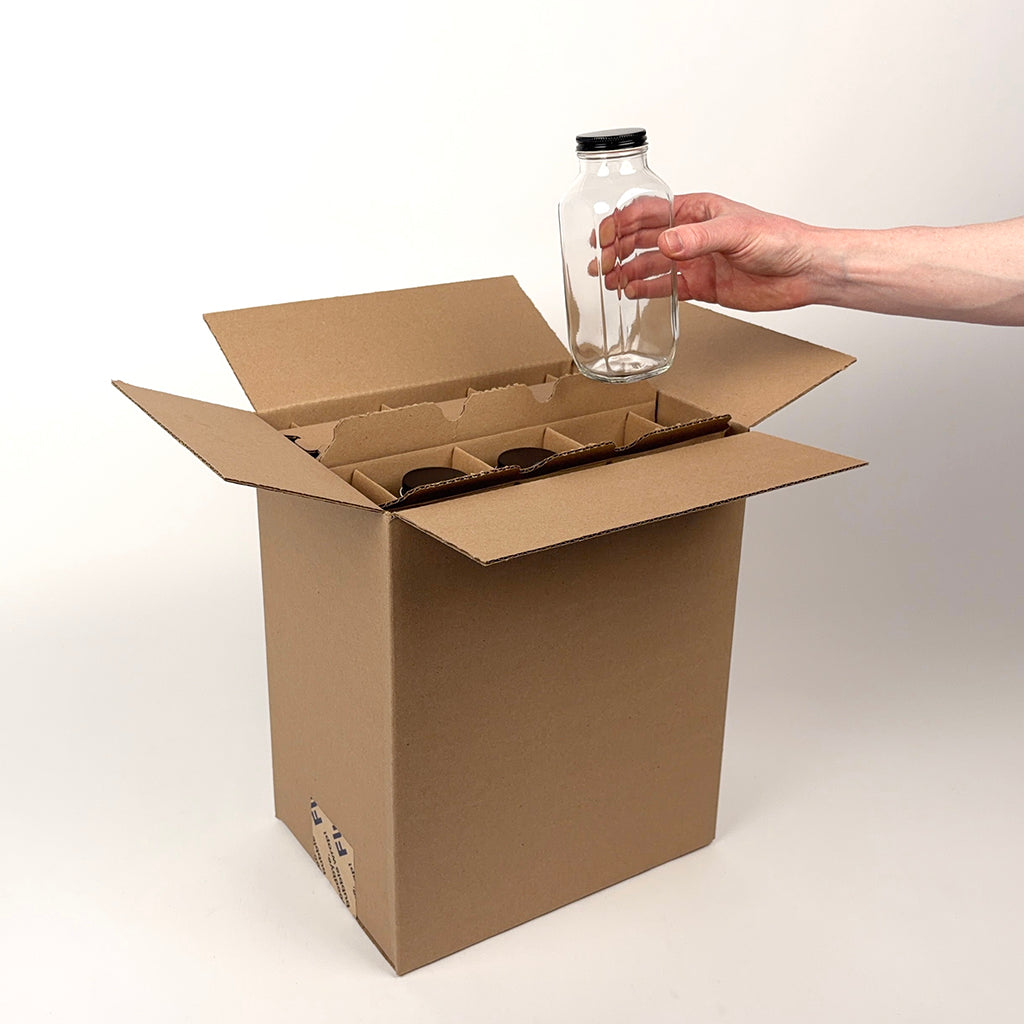 16 oz French Square Glass Bottle 12-Pack Shipping Box unboxing 2