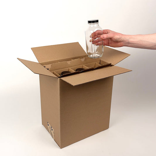 16 oz French Square Glass Bottle 12-Pack Shipping Box unboxing 2
