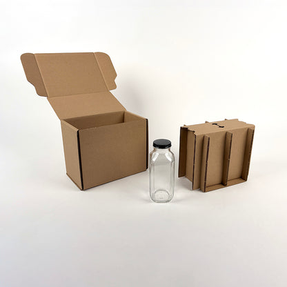16 oz French Square Glass Bottle 2-Pack Shipping Box available from Flush Packaging