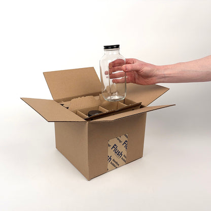 16 oz French Square Glass Bottle 4-Pack Shipping Box unboxing 2