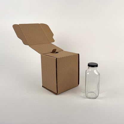 16 oz French Square Glass Bottle Shipping Box available from Flush Packaging