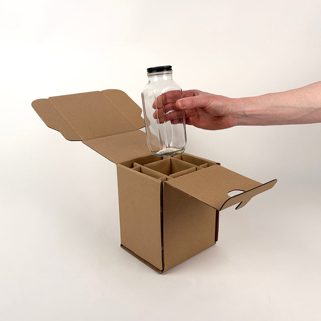 16 oz French Square Glass Bottle Shipping Box unboxing 2
