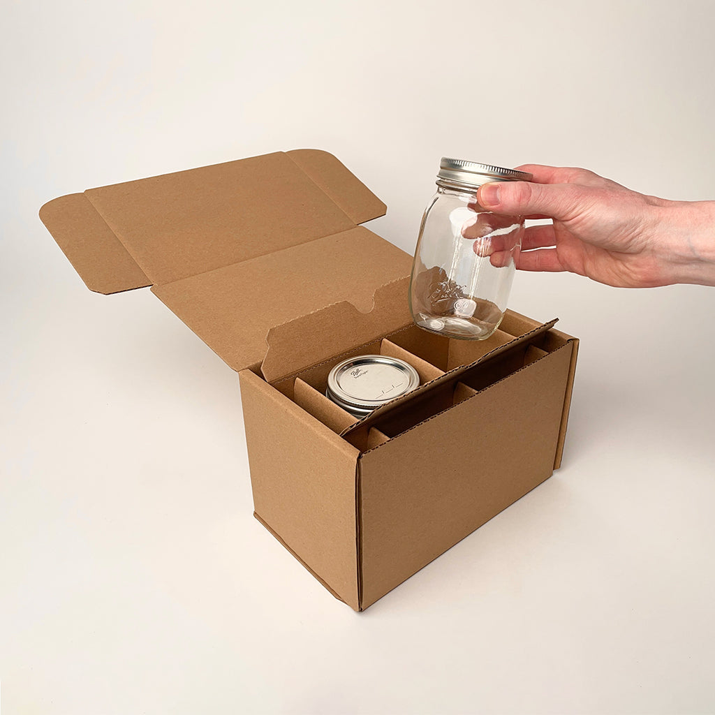 16 oz Pint Ball Regular Mouth Mason Jar 2-Pack Shipping Box available for purchase from Flush Packaging