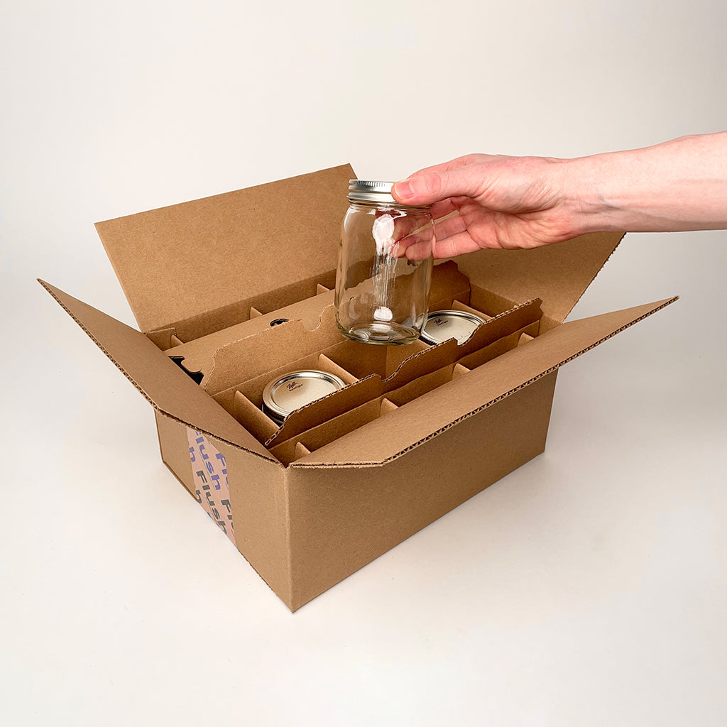 16 oz Pint Ball Regular Mouth Mason Jar 6-Pack Shipping Box unboxing 4