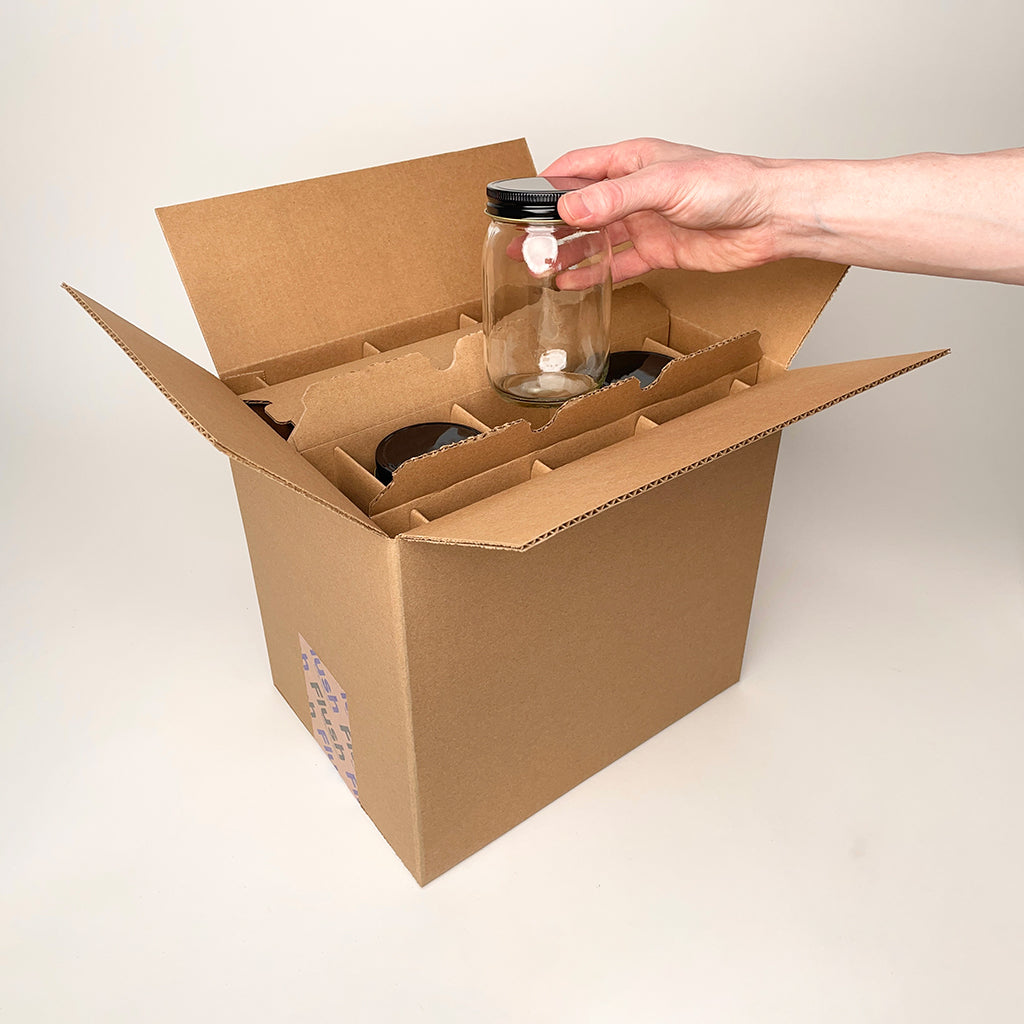 16 oz Pint Economy Round Glass Jar 12-Pack Shipping Box unboxing 3
