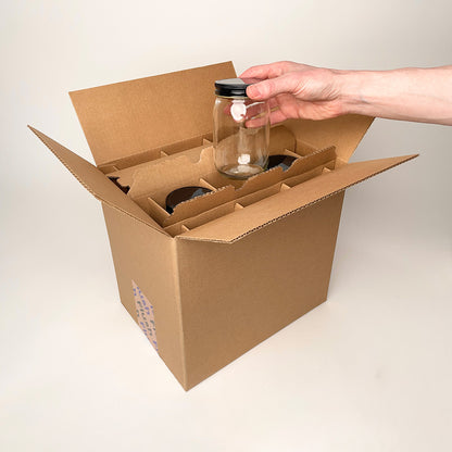 16 oz Pint Economy Round Glass Jar 12-Pack Shipping Box unboxing 3
