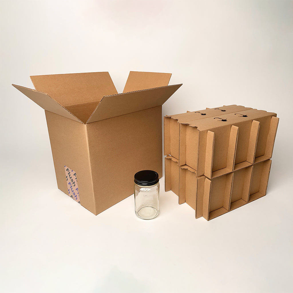 16 oz Square Mason Jar 12-Pack Shipping Box available from Flush Packaging
