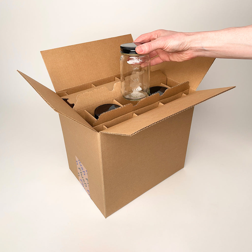 8 oz Square Mason Jar 3-Pack Shipping Box