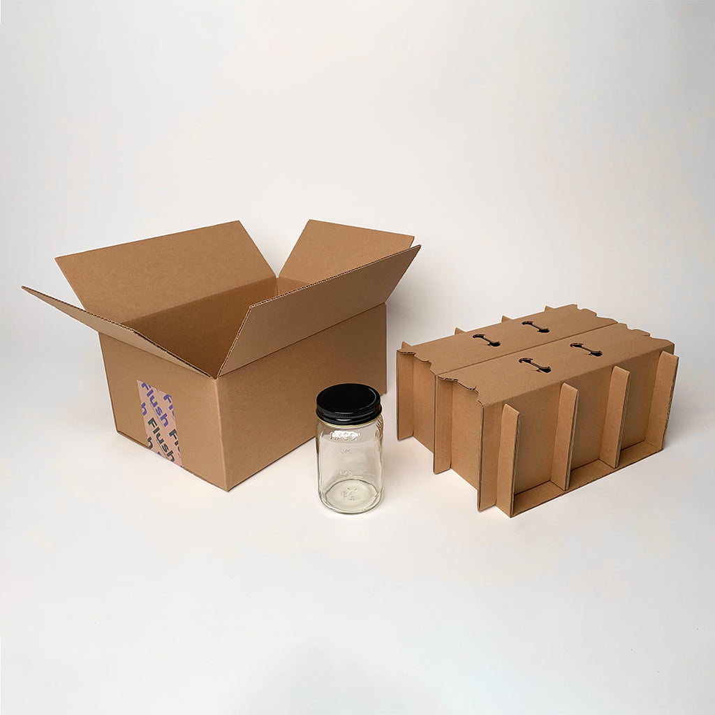 16 oz Square Mason Jar 6-Pack Shipping Box available from Flush Packaging