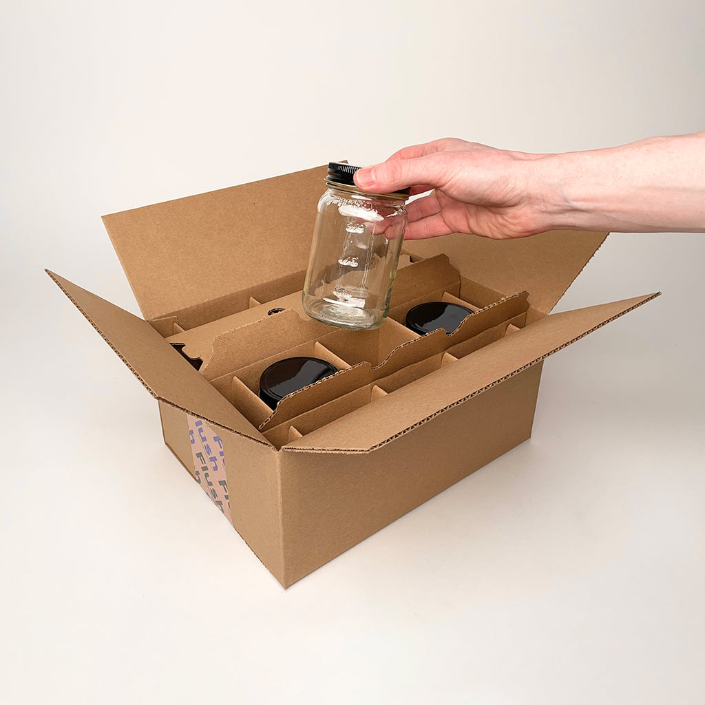 16 oz Square Mason Jar 6-Pack Shipping Box unboxing 4