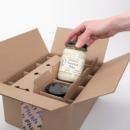 16 oz Square Mason Jar 6-Pack Shipping box unboxing of candles mde by Teresa Lynn's Candle Company16 oz Square Mason Jar 6-Pack Shipping Box unboxing experience