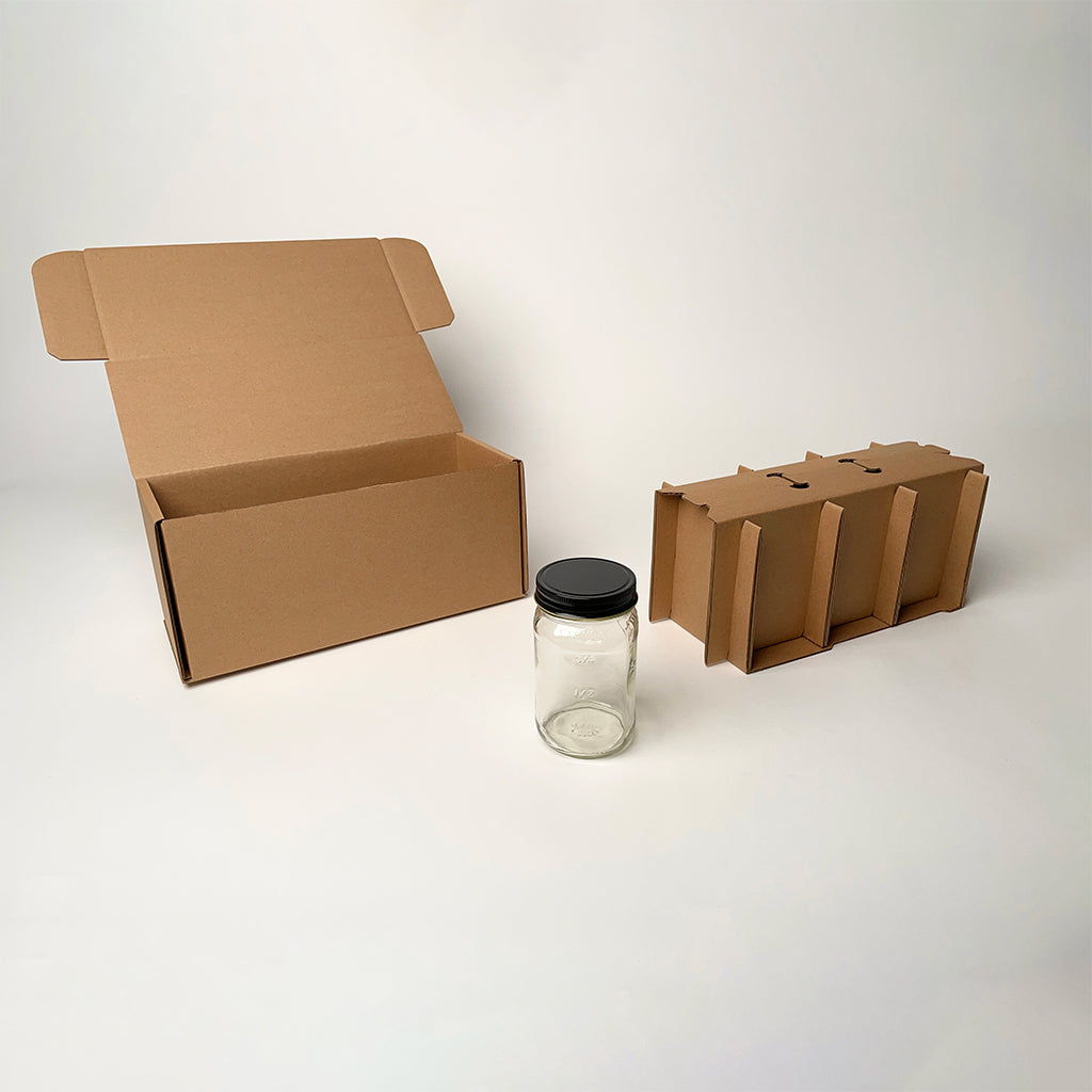 CandleScience 16 oz Square Mason Jar 3-Pack Shipping Box available from Flush Packaging