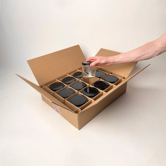 16 oz Straight Sided Glass Squat Jar 12-Pack Shipping Box unboxing