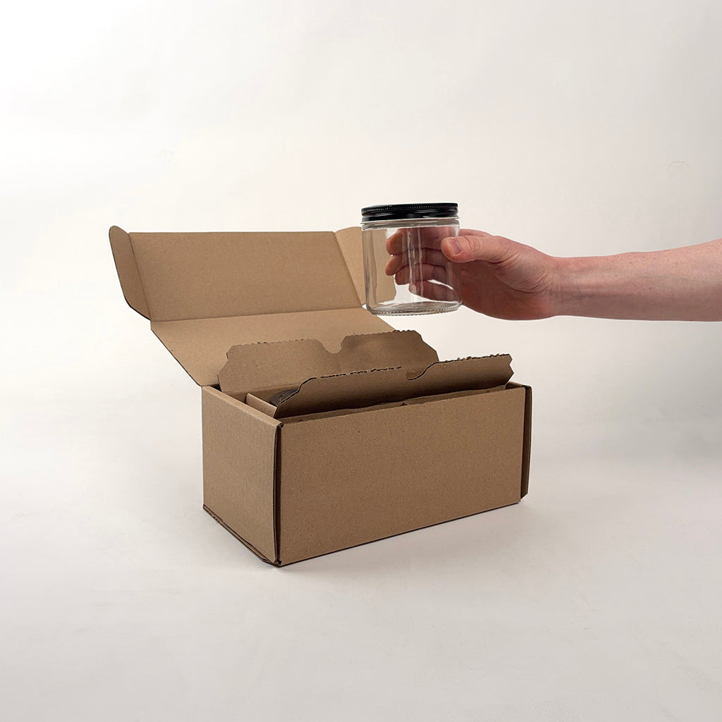 16 oz Straight Sided Glass Squat Jar 2-Pack Shipping Box unboxing 2