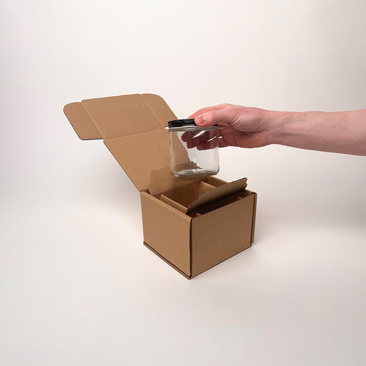 16 oz Straight Sided Glass Squat Jar Shipping Box unboxing 3