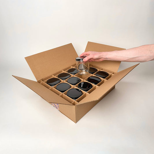 16 oz Straight Sided Glass Tall Jar 12-Pack Shipping Box unboxing