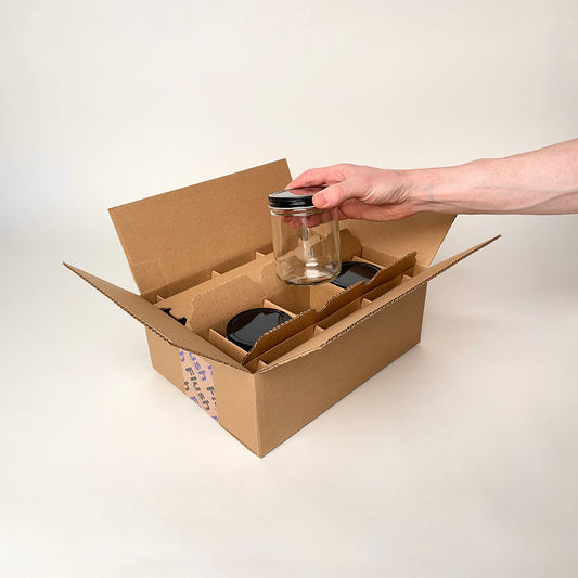 16 oz Straight Sided Glass Squat Jar 6-Pack Shipping Box unboxing 4