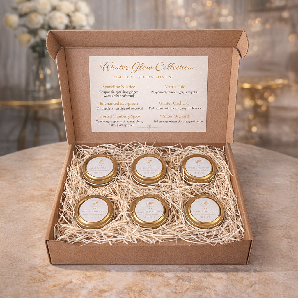 2 oz candles from Four Little Birds Candle Co packaged with a shipping box from Flush Packaging