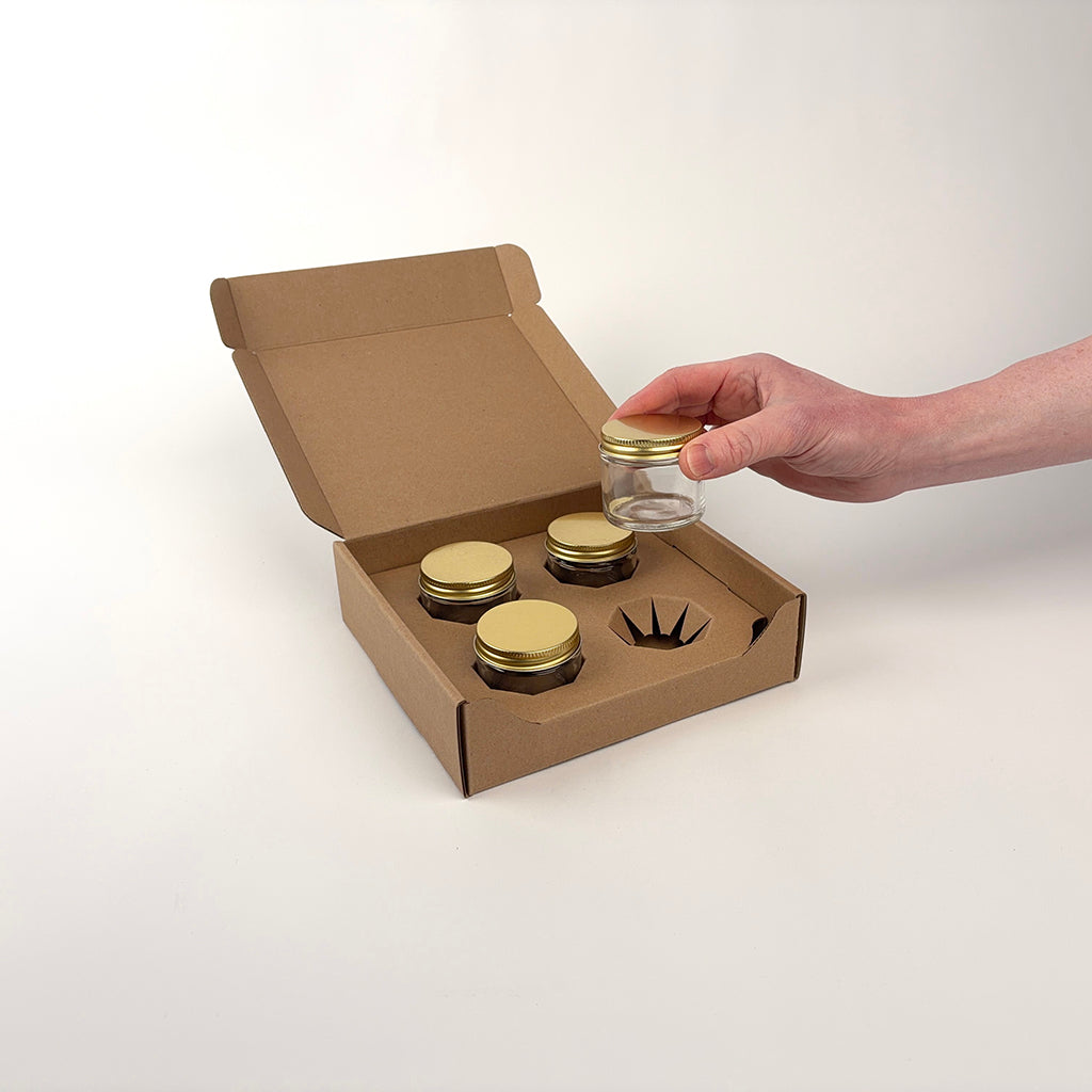 2 oz Straight Sided Glass Jar 4-Pack Shipping box unboxing