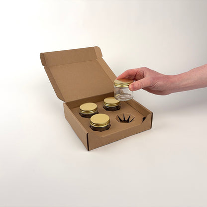 2 oz Straight Sided Glass Jar 4-Pack Shipping box unboxing